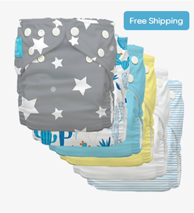 6 Cloth Diaper All In One Pocket Diaper with Liners 