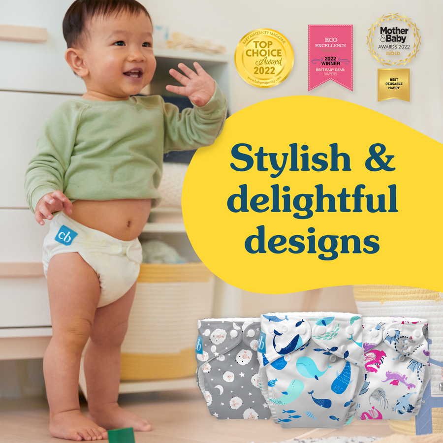 Pack of 3 Reusable Cloth Diapers with Fleece