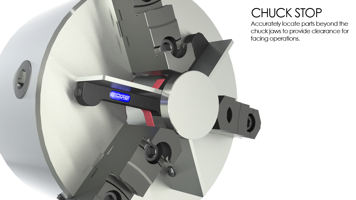 Chuck Stop by Edge Technology 30-000 lathe set up machine shop equipment cutting insert boring bar high speed steel tool bit southbend atlas haas 3 jaw chuck spindle quick change tool post cutter tailstock dro turning