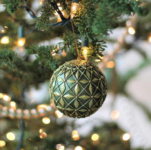 Pine Green Diamond Burst Ball Ornament