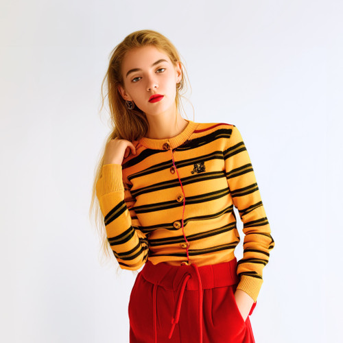 Autumnal Stripes Knit Cardigan