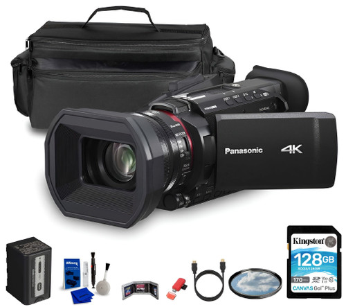 Panasonic HC-X1600 UHD 4K HDMI Lightweight Compact Camcorder with 24x Zoom (HC-X1600) + Case + 128GB Memory Card + Cleaning Kit + HDMI Cable + 62mm UV Filter + Card Wallet + Card Reader - Buy Direct & Save