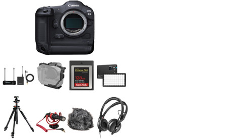 Canon EOS R3 Mirrorless Camera and Audio Recording Kit +Tripod +Microphone - NJ Accessory/Buy Direct & Save