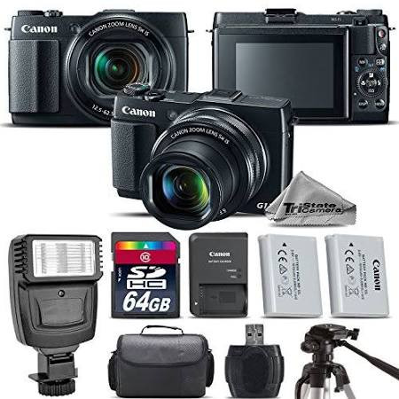 Canon PowerShot G1 X Mark II Digital 12.8MP Camera + EXT BAT + Flash - 64GB Kit