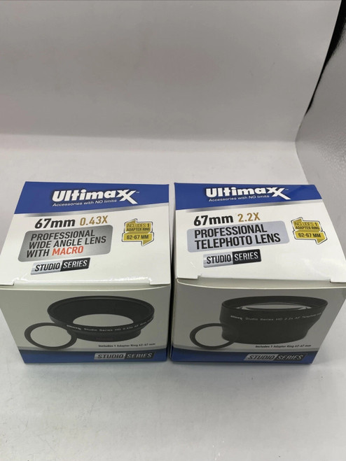 ? 2× Ultimaxx 67mm Lens Kits – 0.43X Pro Wide Angle + Macro + 2.2X Pro Telephoto (Bundle of Two Complete Sets)