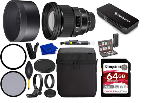 Sigma 105mm f/1.4 DG HSM Art Lens for Sony E With Tripod Socket for 105mm + UV + C-PL Protective Filter + Storage + Lens Cap Bundle Sigma