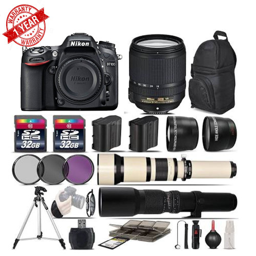 Nikon D7100 DSLR Camera || 18-140 VR Lens ||650-1300mm Lens ||500mm - 5Lens Kit, Black