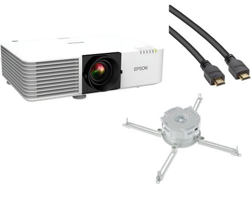 Epson PowerLite L500W 5000-Lumen WXGA 3LCD Laser Projector Kit with Universal Projector Mount with 3" Extension Column + High-Speed HDMI Cable with Ethernet (35') Epson