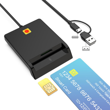 CAC Card Reader Military, USB SIM Card Reader 2 in 2 Smart Card Reader ...