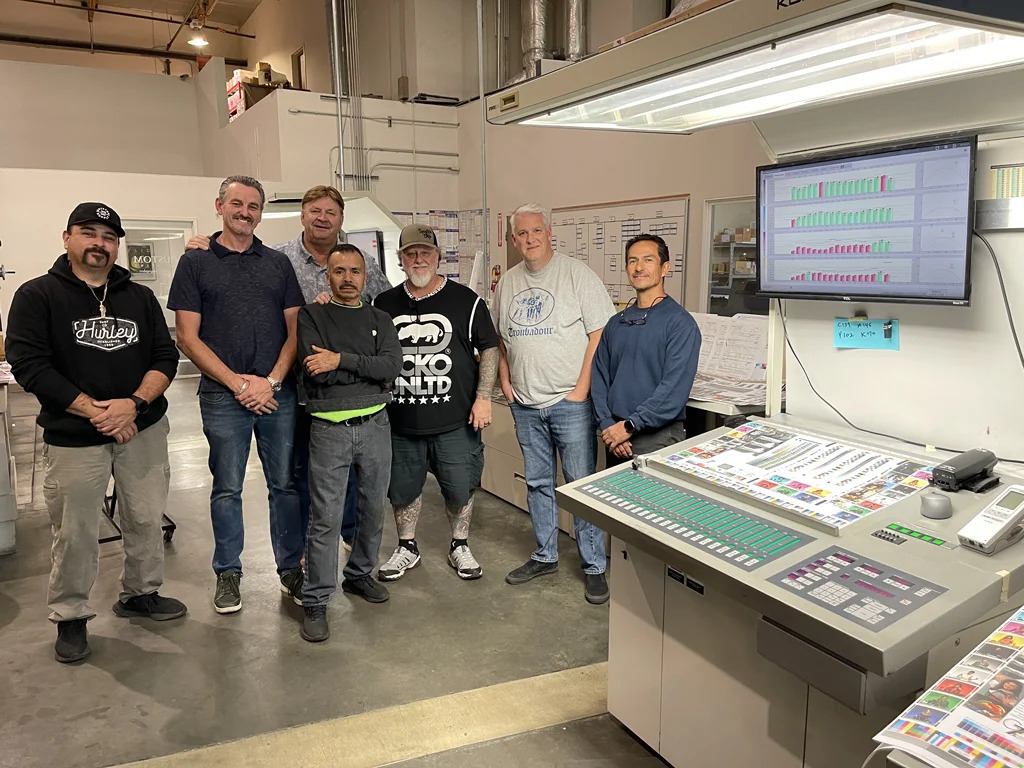 The Custom Printing and Alder Color Solutions team at the completed Alder Press Control installation in Oxnard, CA