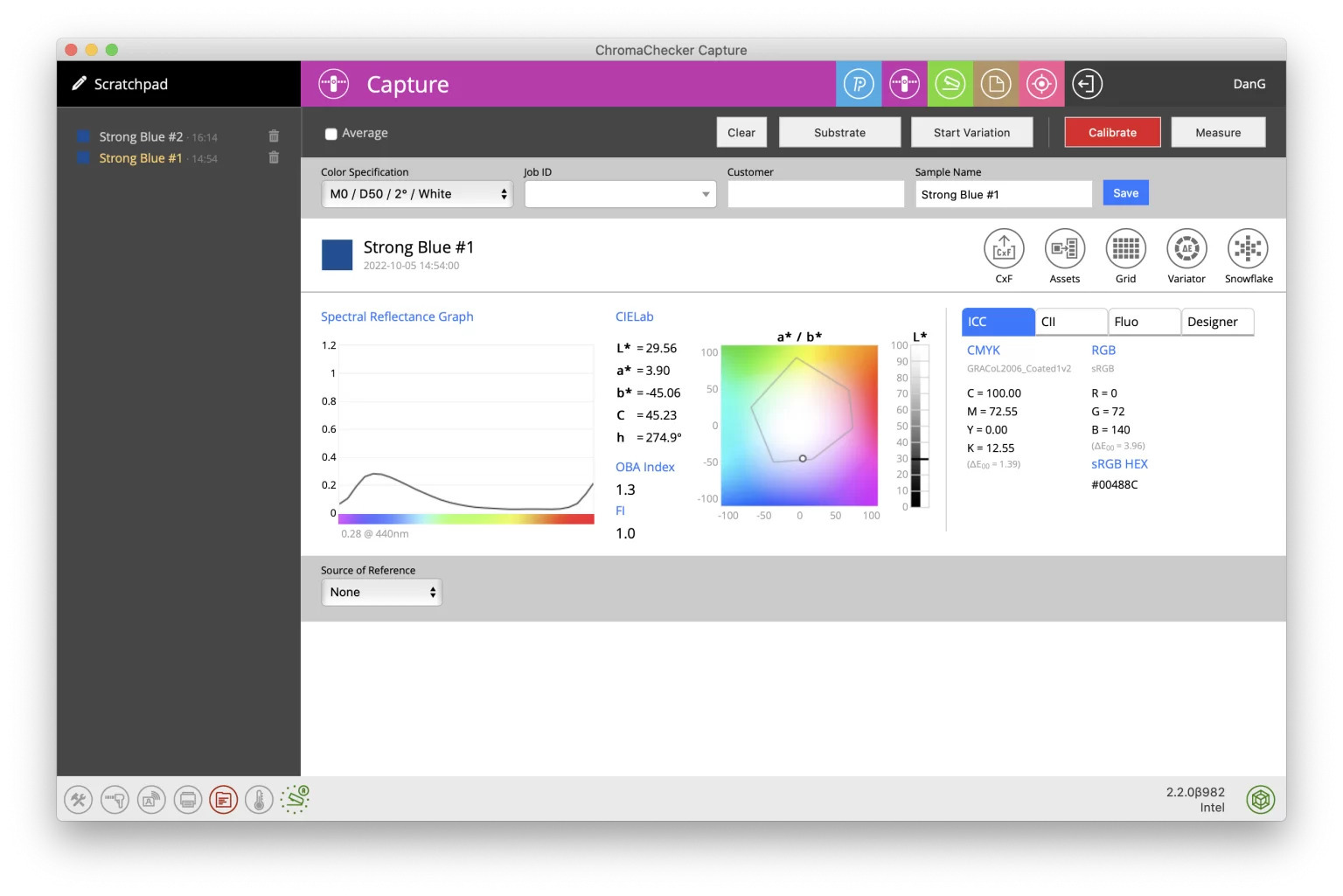 ChromaChecker Capture Variator functionality visualizing Delta E differences