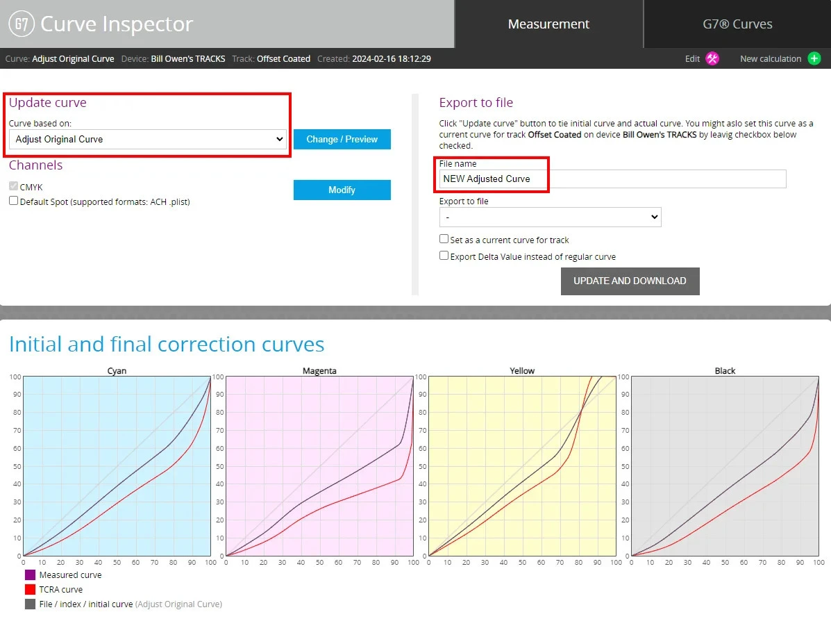 Exporting the adjusted G7 curve to a RIP such as Kodak, Apogee or Fuji