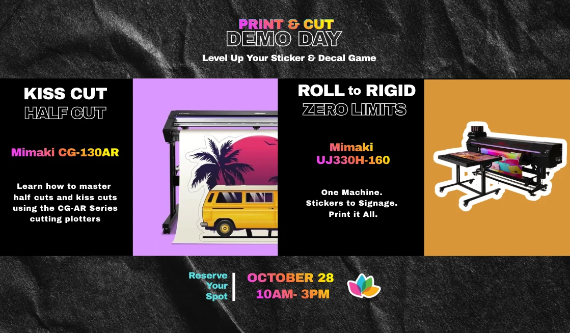 Live Mimaki printer demonstration at the Alder Color Solutions Portland warehouse