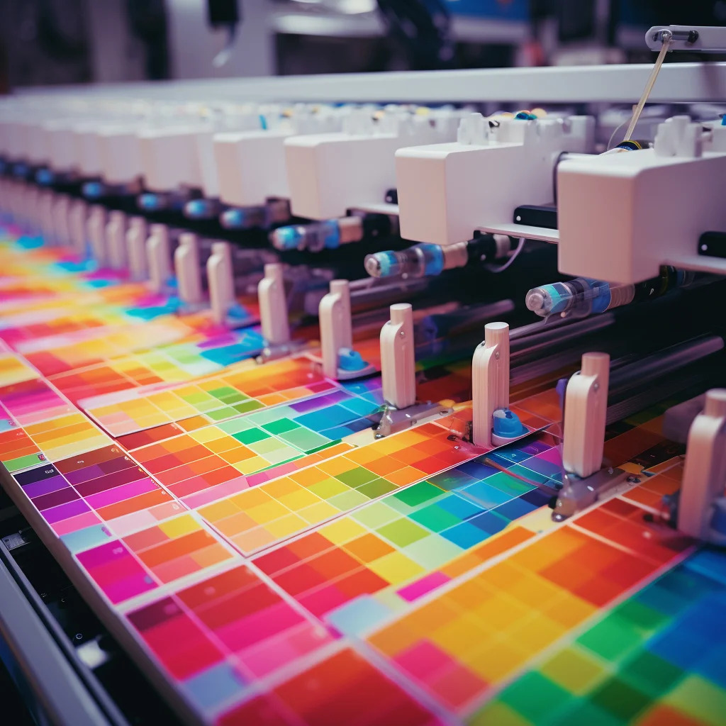 Conceptual illustration of artificial intelligence and color management in the printing industry