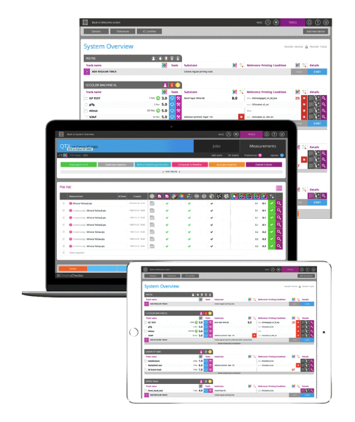 Print Inspector online dashboard showing the color accuracy of each printing device
