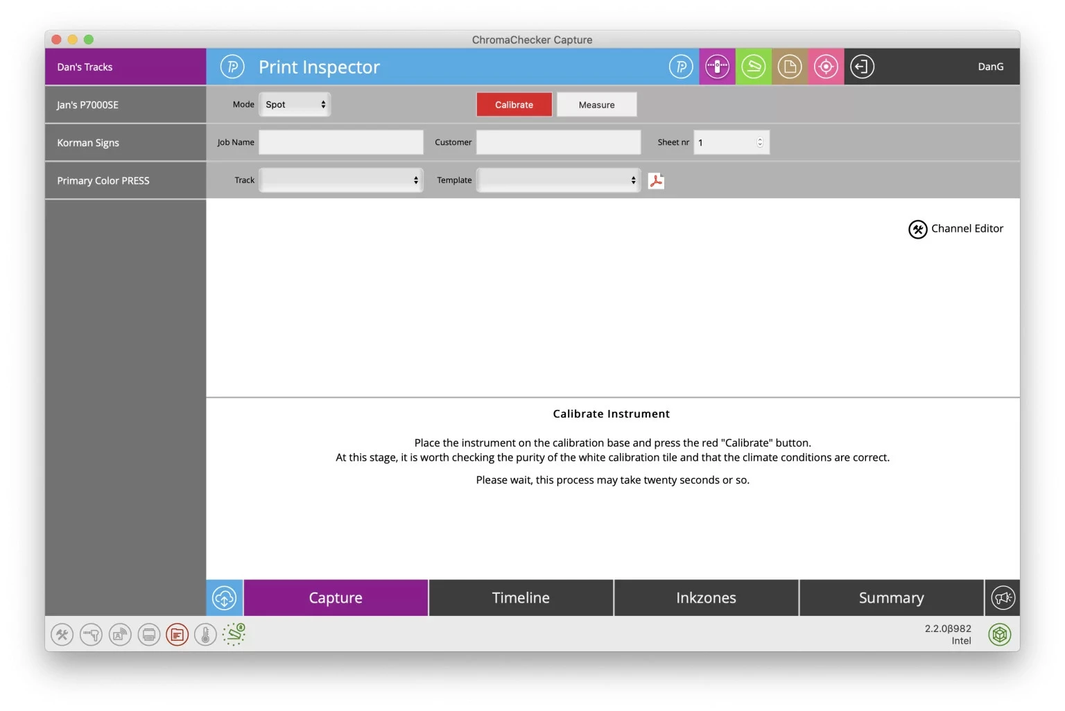 Switching to the Capture QuickChecker view in ChromaChecker