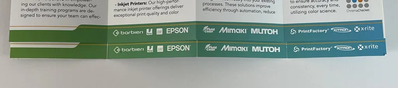 Color gradient on the printed brochure compared against the verified GRACoL proof underneath