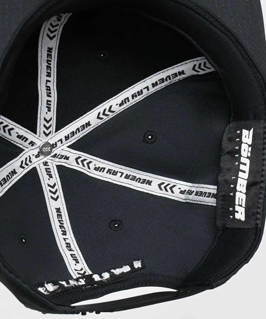 Dash Snapback, interior sweat-wicking stretch sweatband and seam detail, close-up view
