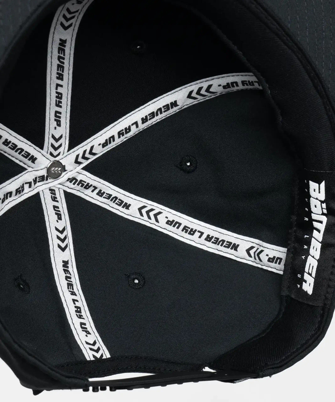 Bolt Snapback, interior sweat-wicking stretch sweatband and seam detail, close-up view