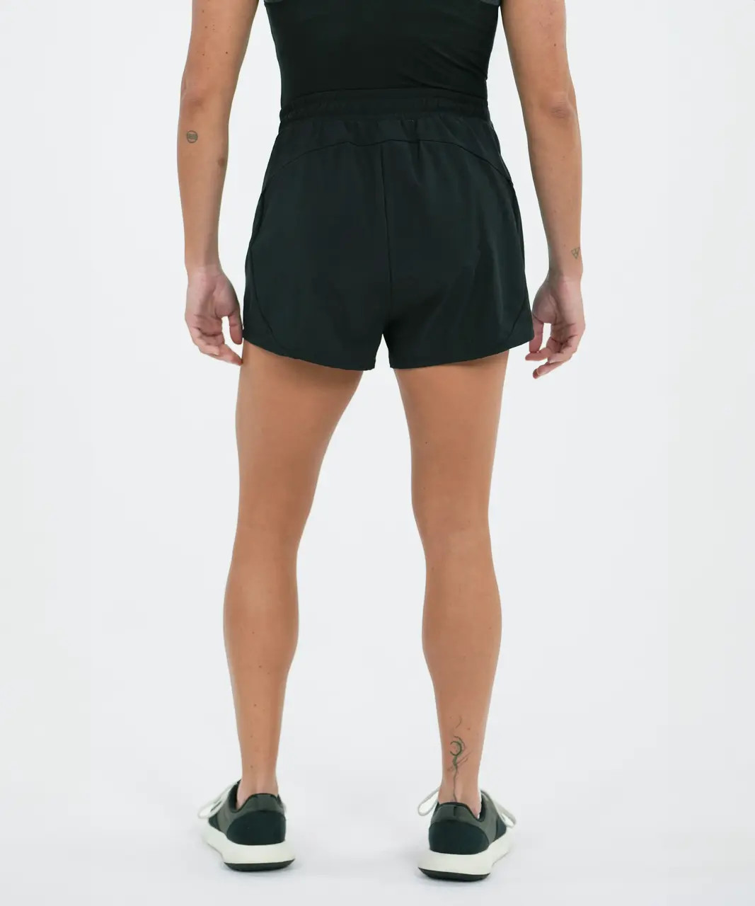 Momentum Active Short, black athletic short, back view with elastic waistband