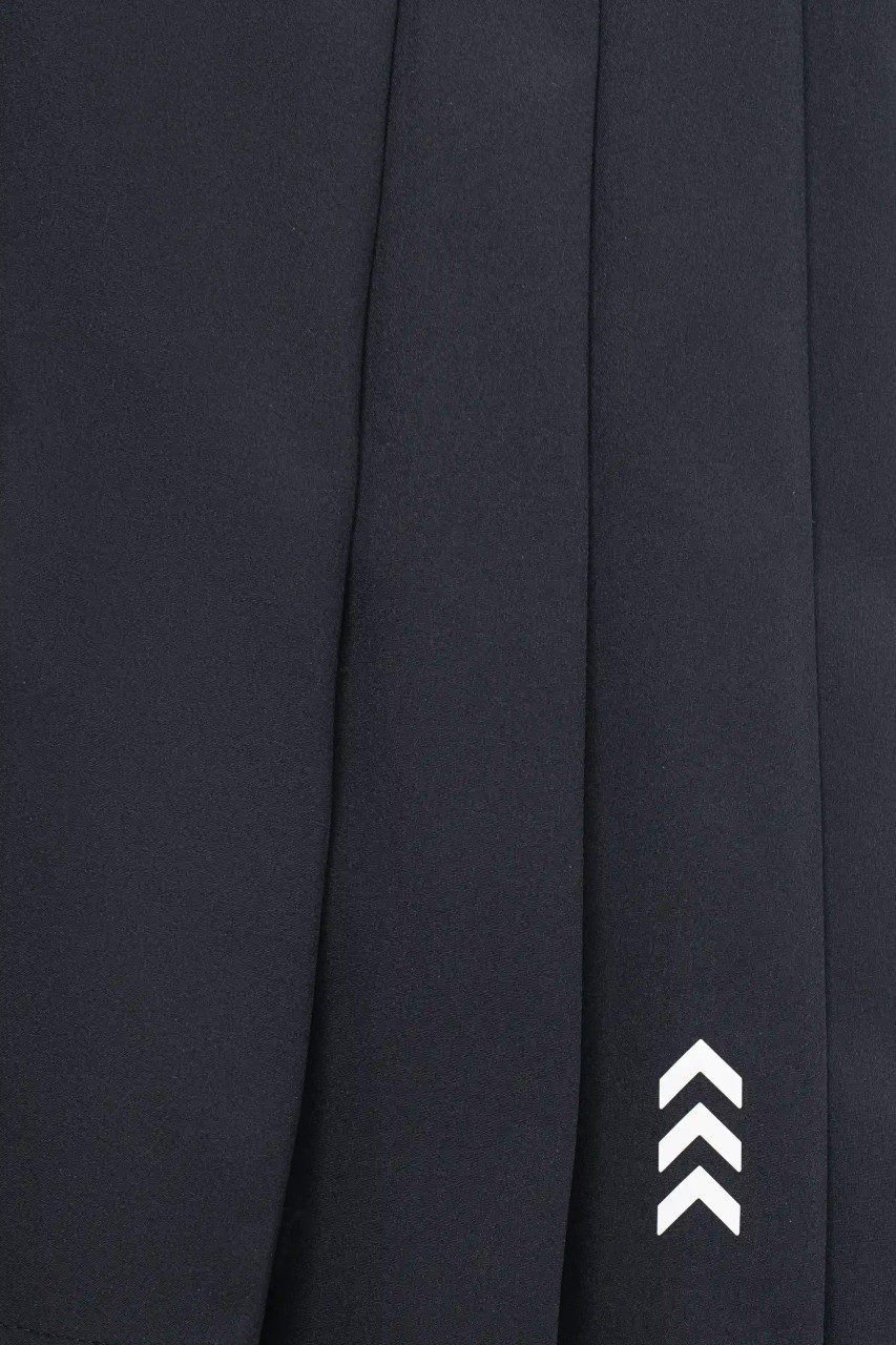 Pursue Skort, black skort contrast side taping with Bomber branding