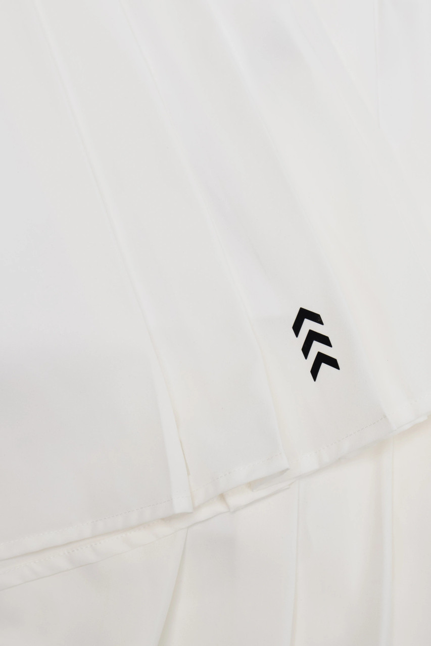 Pursue Skort, white skort contrast side taping with Bomber branding