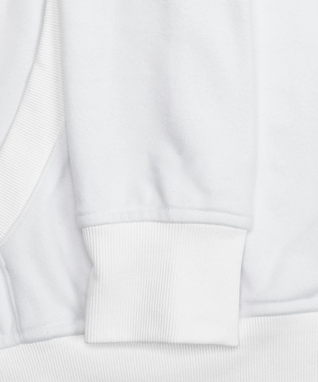 Emerge Hoodie, white hoodie LuxeGo brushed fabric texture close-up