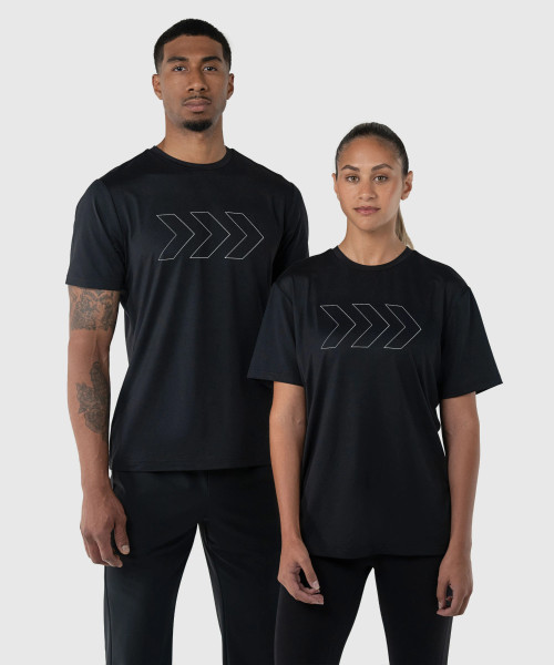 Surge T-Shirt, black unisex HydrApex performance t-shirt with lifestyle fit, front view