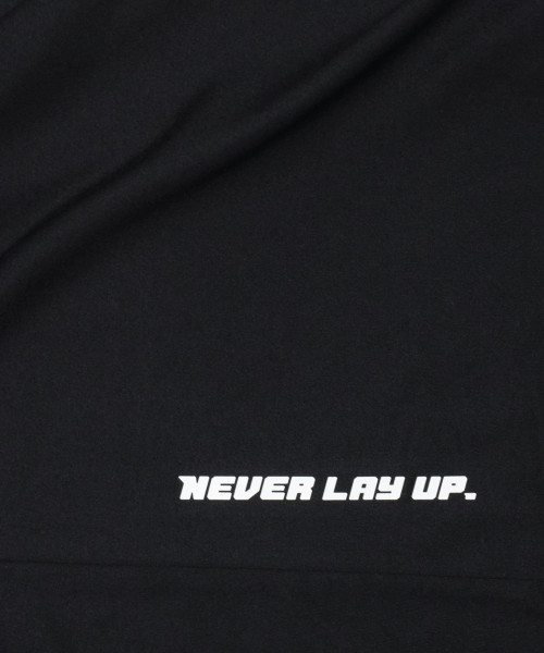 Surge T-Shirt, black performance t-shirt with Bomber chest logo, close-up view