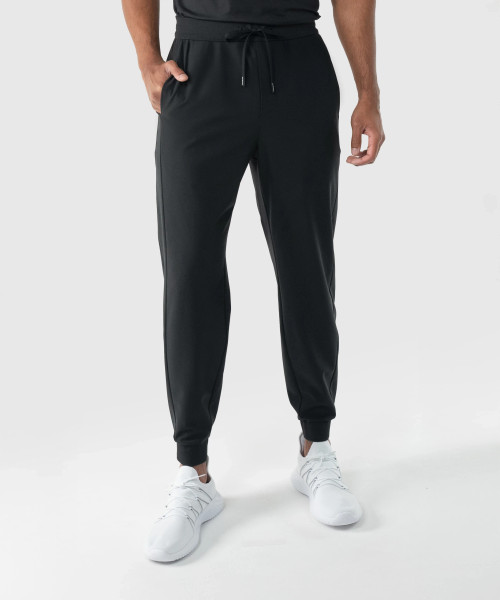 Triumph Jogger, men's black DWR-treated athletic jogger with tapered fit, front view