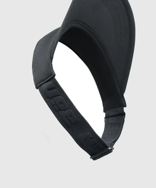 Eclipse Visor, black visor embossed elastic back closure detail