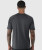 Elevate T-Shirt, men's black heather performance t-shirt with silicone Bomber back yoke logo, back view