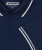 Acropolis Polo, navy flat-knit collar with contrast tipping, close-up view