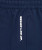 Focus Active Short, navy athletic shorts with heat transfer thigh logo, close-up view