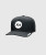 Impact Snapback, black high-crown structured snapback hat with embroidered Bomber visor logo, front view