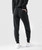 Excel Jogger, black brushed fleece jogger with hidden back pocket, back view