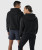 Emerge Hoodie, black brushed fleece hoodie with no-ride hem, back view