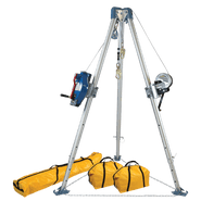 11' Confined Space Tripod System with 60' Galvanized Steel SRL-R and Personnel Winch