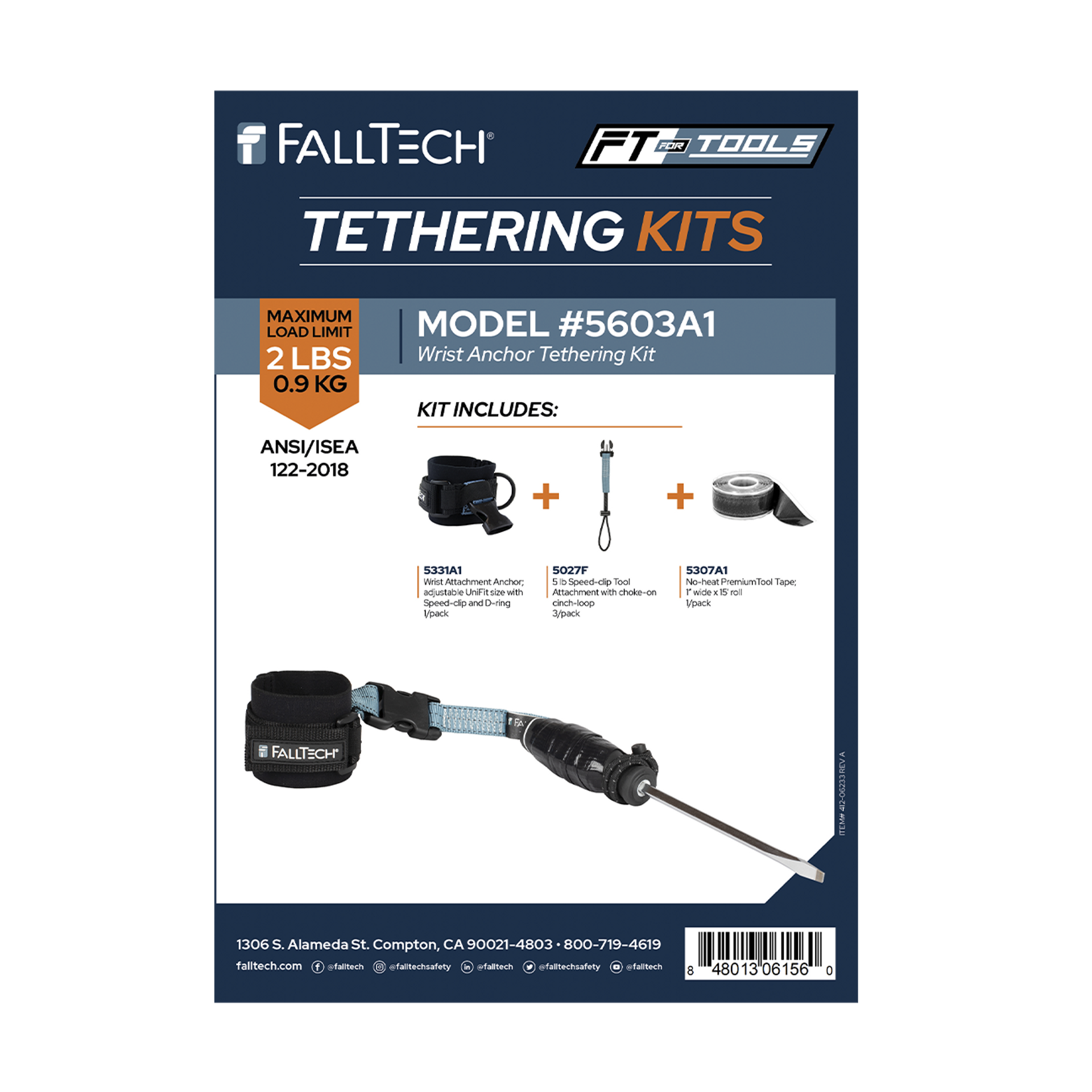 Tool Tethering Kit, 5 lb, Wristband with Speed Clip Attachments