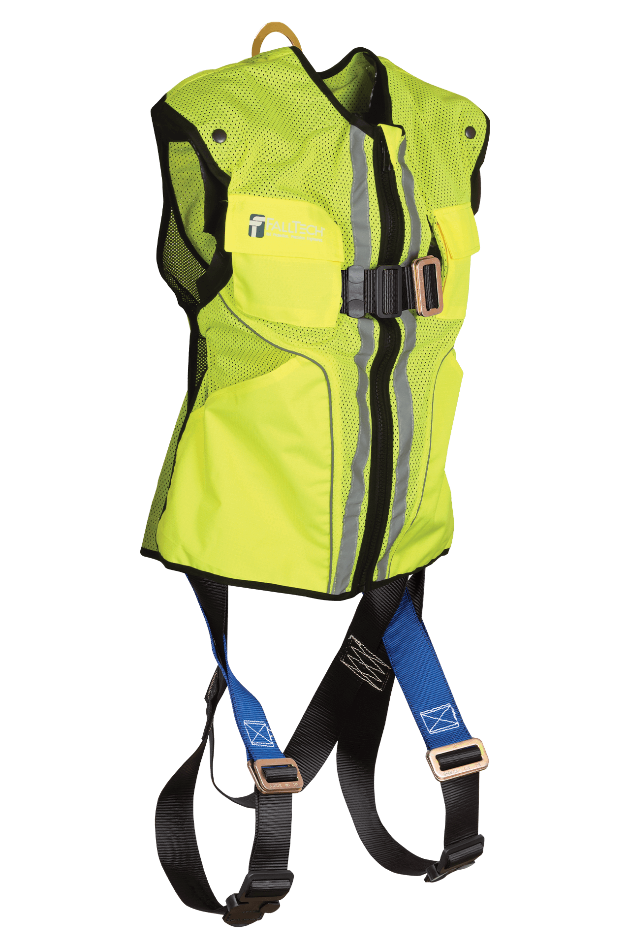 【HI FI FNK】LS Washed Top FallTech 7015LXL - Hi-Vis Lime Construction-grade Vest with