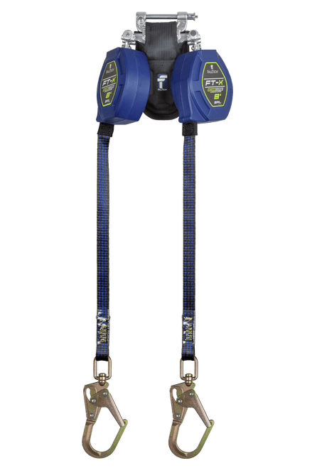 8' FT-X® EdgeCore™ Class 2 Leading Edge Personal SRL-P, Twin-leg with Steel Swivel Mini Rebar Hooks with SpeedLink™