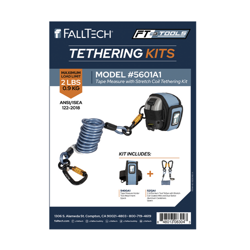 Tool Tethering Kit, 2 lb, Stretch Coil with Tape-on Attachments