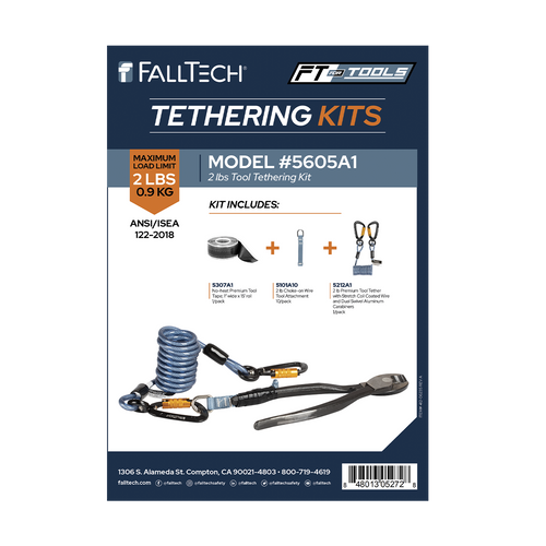 Tool Tethering Kit, 2 lb, Stretch Coil with Tape-on Attachments and Tool Tape