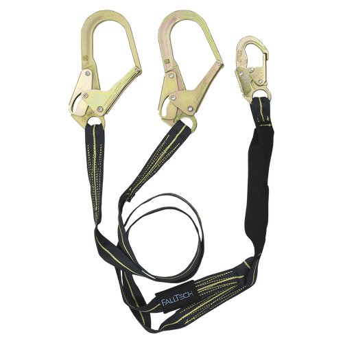 6' WeldTech Kevlar Energy Absorbing Lanyard, Double-Leg with Steel Rebar Hooks