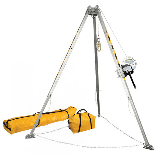 8' Confined Space Tripod System with 60' Galvanized Steel Personnel Winch