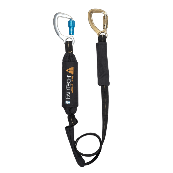6' Arc Flash Energy Absorbing Lanyard, Single-leg with Aluminum CE Carabiner and Steel 5k Carabiner