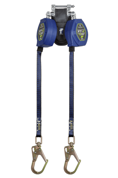 8' FT-X® EdgeCore™ Class 2 Leading Edge Personal SRL-P, Twin-leg with Steel Swivel Mini Rebar Hooks with SpeedLink™