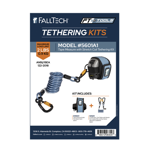 Tool Tethering Kit, 2 lb, Tape Measure with Stretch Coil Tether