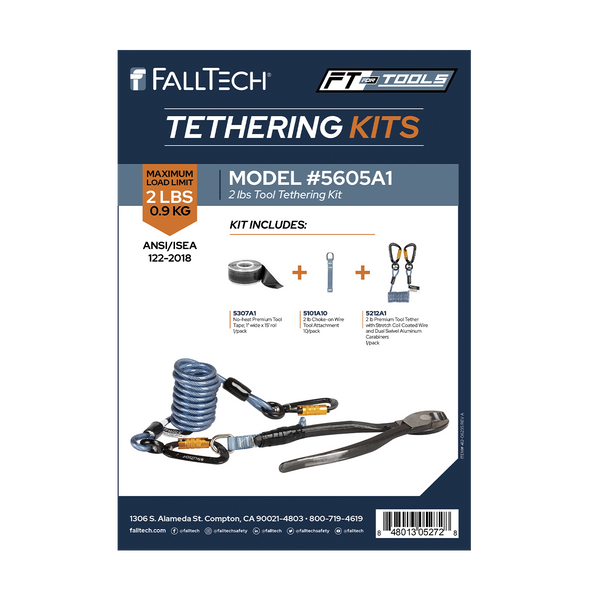 Tool Tethering Kit, 2 lb, Stretch Coil with Tape-on Attachments and Tool Tape