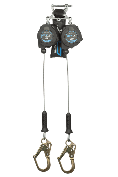 8' CTX™ Cable Class 2 Leading Edge Personal SRL-P, Twin-leg with Steel Mini Rebar Hooks